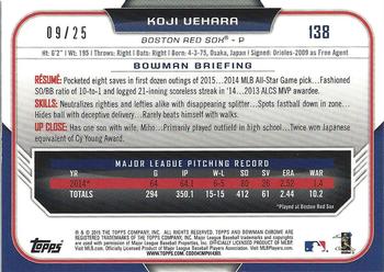 2015 Bowman Chrome - Orange Refractors #138 Koji Uehara Back