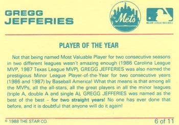 1989 Star Gregg Jefferies Pink - Glossy #6 Gregg Jefferies Back