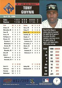 1999 Pacific Private Stock - Exclusive #7 Tony Gwynn  Back