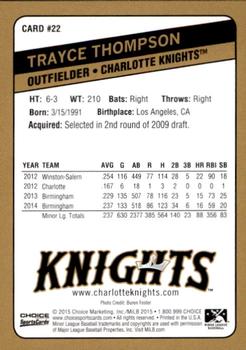 2015 Choice Charlotte Knights #22 Trayce Thompson Back