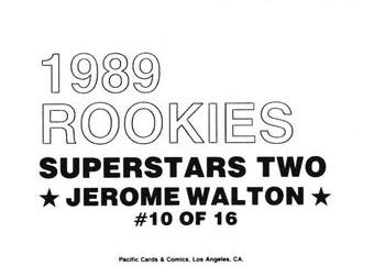 1989 Pacific Cards & Comics Rookies Superstars Two (unlicensed) #10 Jerome Walton Back