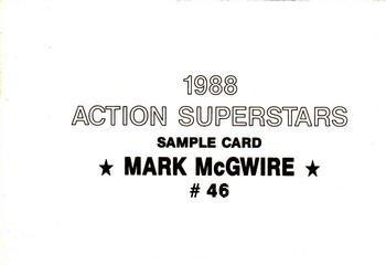 1988 Action Superstars Samples (unlicensed) #46 Mark McGwire Back