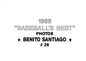 1988 Baseball's Best Photos (unlicensed) #26 Benito Santiago Back