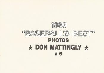 1988 Baseball's Best Photos (unlicensed) #6 Don Mattingly Back