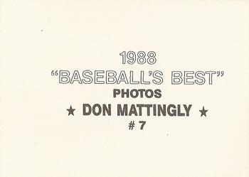1988 Baseball's Best Photos (unlicensed) #7 Don Mattingly Back