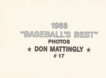 1988 Baseball's Best Photos (unlicensed) #17 Don Mattingly Back