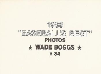 1988 Baseball's Best Photos (unlicensed) #34 Wade Boggs Back