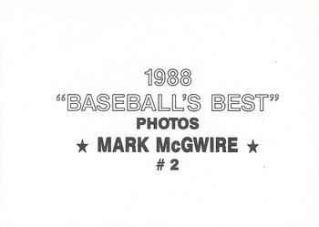 1988 Baseball's Best Photos (unlicensed) #2 Mark McGwire Back