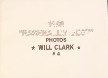 1988 Baseball's Best Photos (unlicensed) #4 Will Clark Back