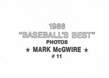 1988 Baseball's Best Photos (unlicensed) #11 Mark McGwire Back