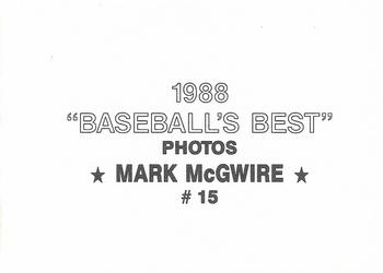 1988 Baseball's Best Photos (unlicensed) #15 Mark McGwire Back