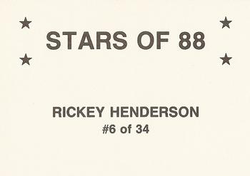 1988 Stars of '88 (unlicensed) #6 Rickey Henderson Back