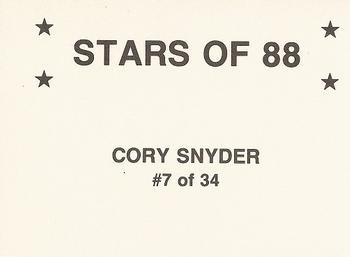 1988 Stars of '88 (unlicensed) #7 Cory Snyder Back