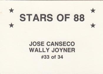 1988 Stars of '88 (unlicensed) #33 Jose Canseco / Wally Joyner Back