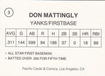 1989 Pacific Cards & Comics American Flag Series II (unlicensed) #3 Don Mattingly Back