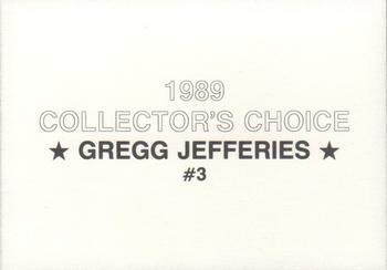 1989 Collector's Choice (unlicensed) #3 Gregg Jefferies Back
