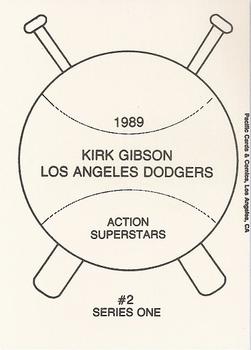 1989 Pacific Cards & Comics Action Superstars Series One (unlicensed) #2 Kirk Gibson Back