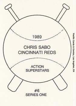 1989 Pacific Cards & Comics Action Superstars Series One (unlicensed) #6 Chris Sabo Back