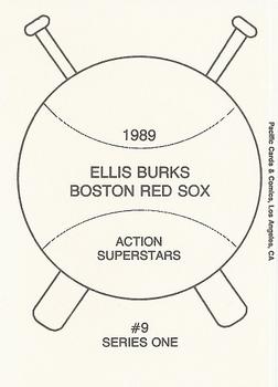 1989 Pacific Cards & Comics Action Superstars Series One (unlicensed) #9 Ellis Burks Back