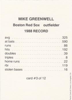 1989 Pacific Cards & Comics All-Stars (unlicensed) #3 Mike Greenwell Back