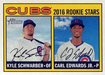 2016 Topps Heritage #161 Cubs 2016 Rookie Stars (Kyle Schwarber / Carl Edwards Jr.) Front