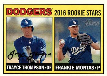 2016 Topps Heritage #163 Dodgers 2016 Rookie Stars (Trayce Thompson / Frankie Montas) Front
