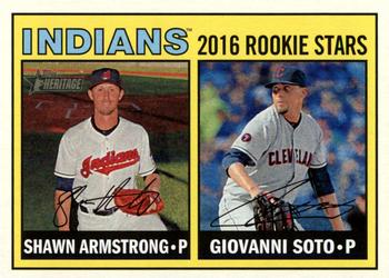 2016 Topps Heritage #165 Indians 2016 Rookie Stars (Shawn Armstrong / Giovanni Soto) Front