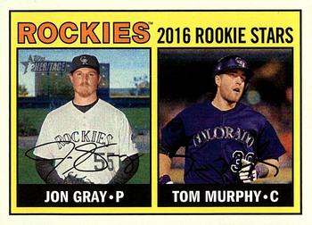 2016 Topps Heritage #166 Rockies 2016 Rookie Stars (Jon Gray / Tom Murphy) Front