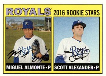 2016 Topps Heritage #167 Royals 2016 Rookie Stars (Miguel Almonte / Scott Alexander) Front