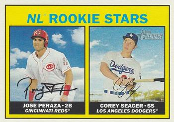 2016 Topps Heritage #168 NL Rookie Stars (Jose Peraza / Corey Seager) Front