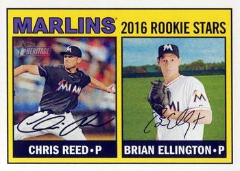 2016 Topps Heritage #169 Marlins 2016 Rookie Stars (Chris Reed / Brian Ellington) Front