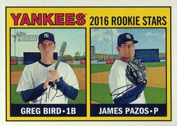 2016 Topps Heritage #171 Yankees 2016 Rookie Stars (Greg Bird / James Pazos) Front