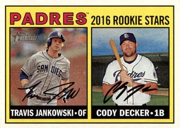 2016 Topps Heritage #174 Padres 2016 Rookie Stars (Travis Jankowski / Cody Decker) Front