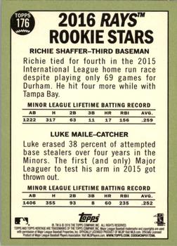 2016 Topps Heritage #176 Rays 2016 Rookie Stars (Richie Shaffer / Luke Maile) Back