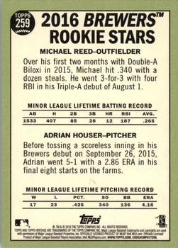 2016 Topps Heritage #259 Brewers 2016 Rookie Stars (Michael Reed / Adrian Houser) Back