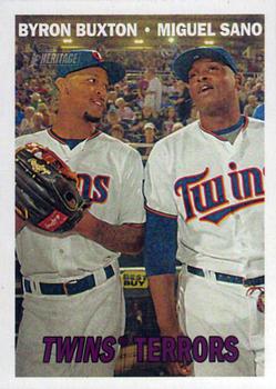 2016 Topps Heritage #334 Twins Terrors (Miguel Sano / Byron Buxton) Front