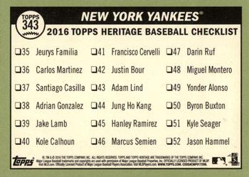 2016 Topps Heritage #343 New York Yankees Back