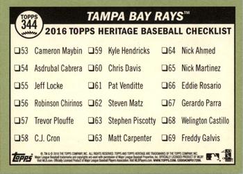 2016 Topps Heritage #344 Tampa Bay Rays Back