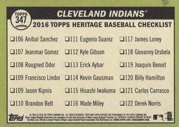 2016 Topps Heritage #347 Cleveland Indians Back