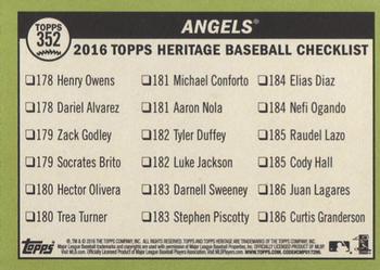 2016 Topps Heritage #352 Los Angeles Angels Back