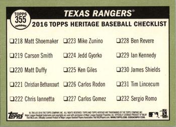 2016 Topps Heritage #355 Texas Rangers Back