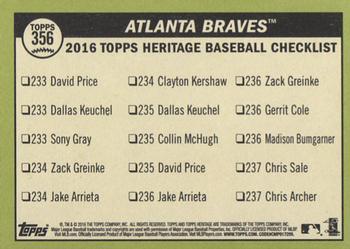 2016 Topps Heritage #356 Atlanta Braves Back