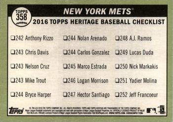 2016 Topps Heritage #358 New York Mets Back