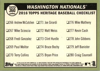 2016 Topps Heritage #360 Washington Nationals Back