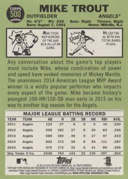 2016 Topps Heritage #500 Mike Trout Back