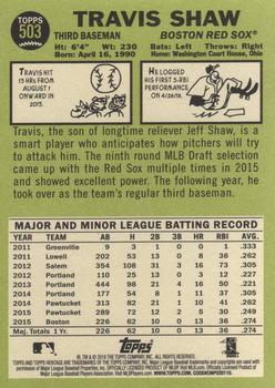 2016 Topps Heritage #503 Travis Shaw Back