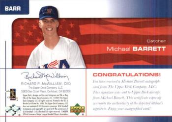 2004 Upper Deck USA 25th Anniversary - Signatures Blue Ink #BARR Michael Barrett Back