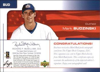 2004 Upper Deck USA 25th Anniversary - Signatures Blue Ink #BUD Mark Budzinski Back