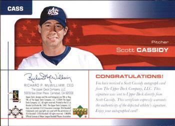 2004 Upper Deck USA 25th Anniversary - Signatures Blue Ink #CASS Scott Cassidy Back