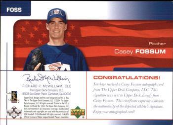 2004 Upper Deck USA 25th Anniversary - Signatures Blue Ink #FOSS Casey Fossum Back
